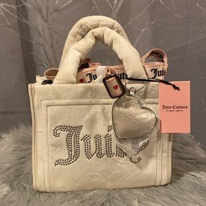 BNWT JUICY COUTURE Extra Spender Mini Tote in Angel White